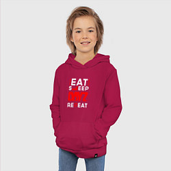 Толстовка детская хлопковая Надпись eat sleep DayZ repeat, цвет: маджента — фото 2