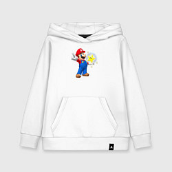 Толстовка детская хлопковая Марио держит звезду, цвет: белый