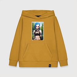 Толстовка детская хлопковая Arcane League Of Legends JINX model, цвет: горчичный