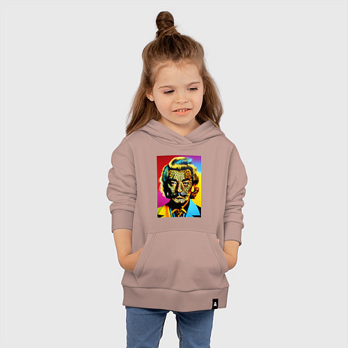 Детская толстовка-худи Леопард Сальвадор Дали - фантазия / Пыльно-розовый – фото 4