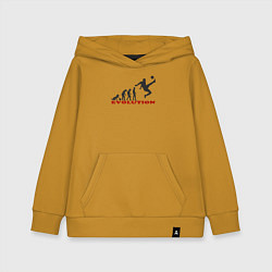 Толстовка детская хлопковая Эволюция футбола, цвет: горчичный