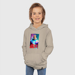Толстовка детская хлопковая Super Arnold Schwarzenegger - Arni ai pop art, цвет: миндальный — фото 2