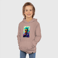 Толстовка детская хлопковая Bart Simpson - cyberpunk - neural network, цвет: пыльно-розовый — фото 2