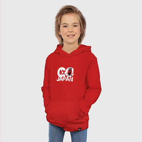 Детская толстовка-худи Go Japan - motto / Красный – фото 3