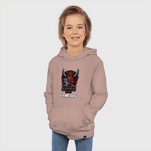 Детская толстовка-худи Samurai mask / Пыльно-розовый – фото 3