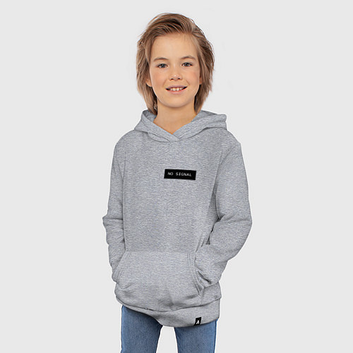 Детская толстовка-худи Нет сигнала на черном фоне - мини / Меланж – фото 3