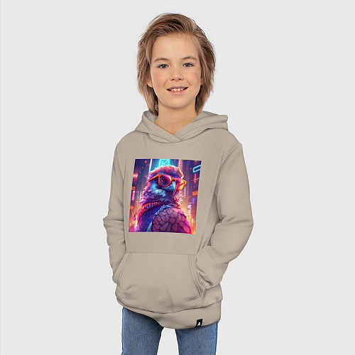 Детская толстовка-худи Сокол в неоновом свете / Миндальный – фото 3