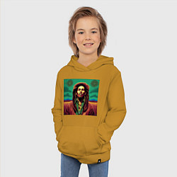Толстовка детская хлопковая Digital Art Bob Marley in the field, цвет: горчичный — фото 2