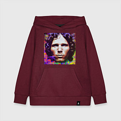 Толстовка детская хлопковая Jim Morrison Glitch 25 Digital Art, цвет: меланж-бордовый