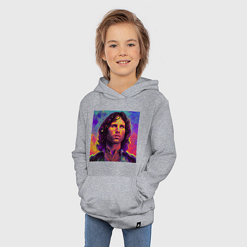 Детская толстовка-худи Jim Morrison Strange colors Art / Меланж – фото 3