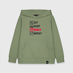 Толстовка детская хлопковая Eat sleep rush b repeat, цвет: авокадо