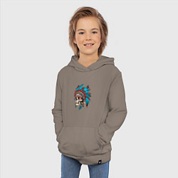 Толстовка детская хлопковая Череп Индейца с перьями, цвет: утренний латте — фото 2