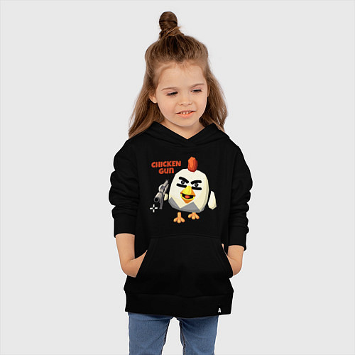 Детская толстовка-худи Chicken Gun злой / Черный – фото 4