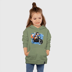Толстовка детская хлопковая Лис на мотоцикле, цвет: авокадо — фото 2