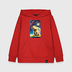 Толстовка детская хлопковая Capybara brave astronaut - neural network, цвет: красный