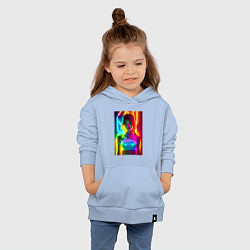 Толстовка детская хлопковая Japanese girl - neon glow - neural network, цвет: мягкое небо — фото 2