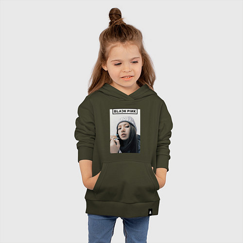 Детская толстовка-худи Джису блэкпинк / Хаки – фото 4