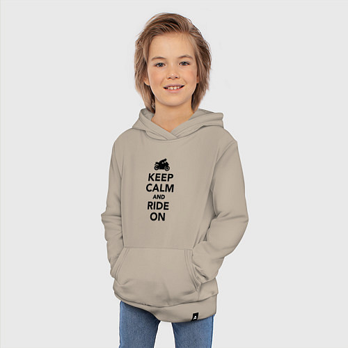 Детская толстовка-худи Keep calm and ride on / Миндальный – фото 3