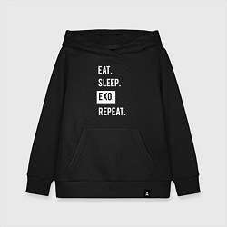 Толстовка детская хлопковая Eat Sleep EXO Repeat, цвет: черный