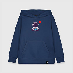 Толстовка детская хлопковая Космонавт, кофе и сердечко, цвет: тёмно-синий