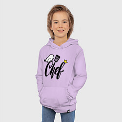 Толстовка детская хлопковая Надпись - шеф повар, цвет: лаванда — фото 2
