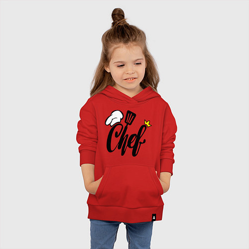 Детская толстовка-худи Надпись - шеф повар / Красный – фото 4