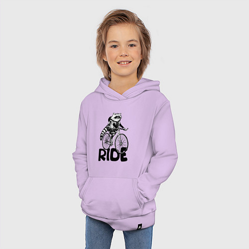 Детская толстовка-худи Raccoon ride / Лаванда – фото 3
