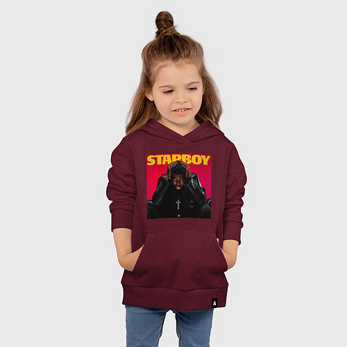 Детская толстовка-худи The hills / Меланж-бордовый – фото 4