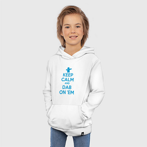 Детская толстовка-худи Keep calm and dab / Белый – фото 3