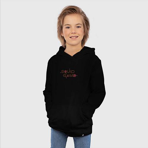 Детская толстовка-худи Игра в кальмара, logo / Черный – фото 3