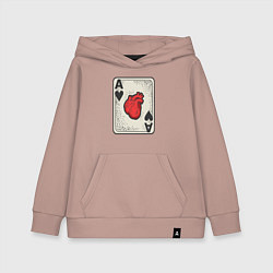 Толстовка детская хлопковая Туз сердца, цвет: пыльно-розовый