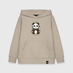 Толстовка детская хлопковая Странная панда, цвет: миндальный