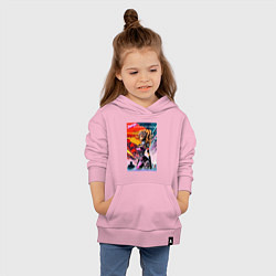 Толстовка детская хлопковая Барби против Оппенгеймера - мем - нейросеть, цвет: светло-розовый — фото 2