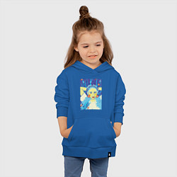 Толстовка детская хлопковая Девушка с голубыми волосами в цветочном венке, цвет: синий — фото 2
