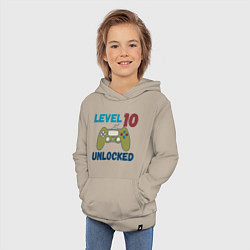 Толстовка детская хлопковая Десять лет - десятый уровень разблокирован, цвет: миндальный — фото 2