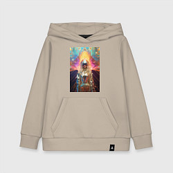 Толстовка детская хлопковая Голографическая девушка из будущего, цвет: миндальный