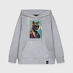 Толстовка детская хлопковая Чувак-тигр в тёмных очках - босс - нейросеть, цвет: меланж