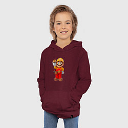 Толстовка детская хлопковая Марио-строитель, цвет: меланж-бордовый — фото 2