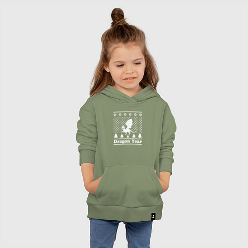 Детская толстовка-худи Sweater dragon year / Авокадо – фото 4