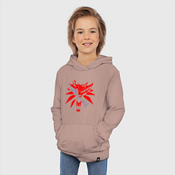 Толстовка детская хлопковая Logo: The Witcher Cyberpunk 2077, цвет: пыльно-розовый — фото 2