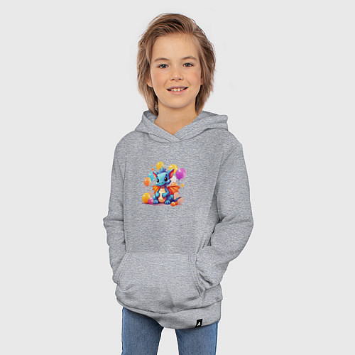 Детская толстовка-худи Малыш дракоша / Меланж – фото 3
