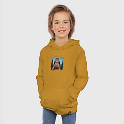 Толстовка детская хлопковая Пушистый Котзилла, цвет: горчичный — фото 2