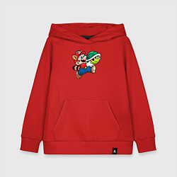 Толстовка детская хлопковая Марио несёт черепашку, цвет: красный