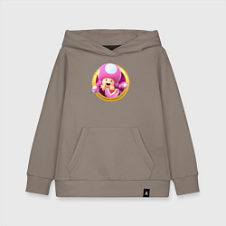 Толстовка детская хлопковая Тоад девочка значок, цвет: утренний латте