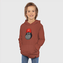 Толстовка детская хлопковая Горилла в кепке, цвет: кирпичный — фото 2