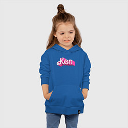 Толстовка детская хлопковая Кен - объемными розовыми буквами, цвет: синий — фото 2