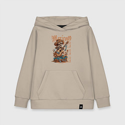 Толстовка детская хлопковая Мексика фиеста и скелет с гитарой, цвет: миндальный
