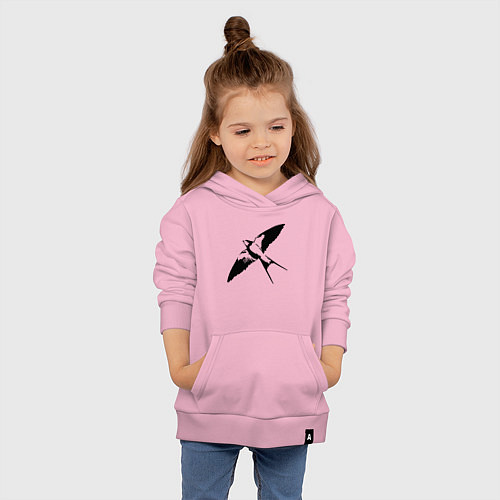 Детская толстовка-худи Ласточка парит трафарет / Светло-розовый – фото 4
