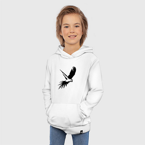 Детская толстовка-худи Попугай летит трафарет / Белый – фото 3