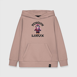 Толстовка детская хлопковая Система линукс пингвин в кимоно, цвет: пыльно-розовый